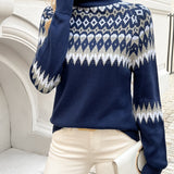 Ella | Elegancki Sweter w Geometryczny Wzór