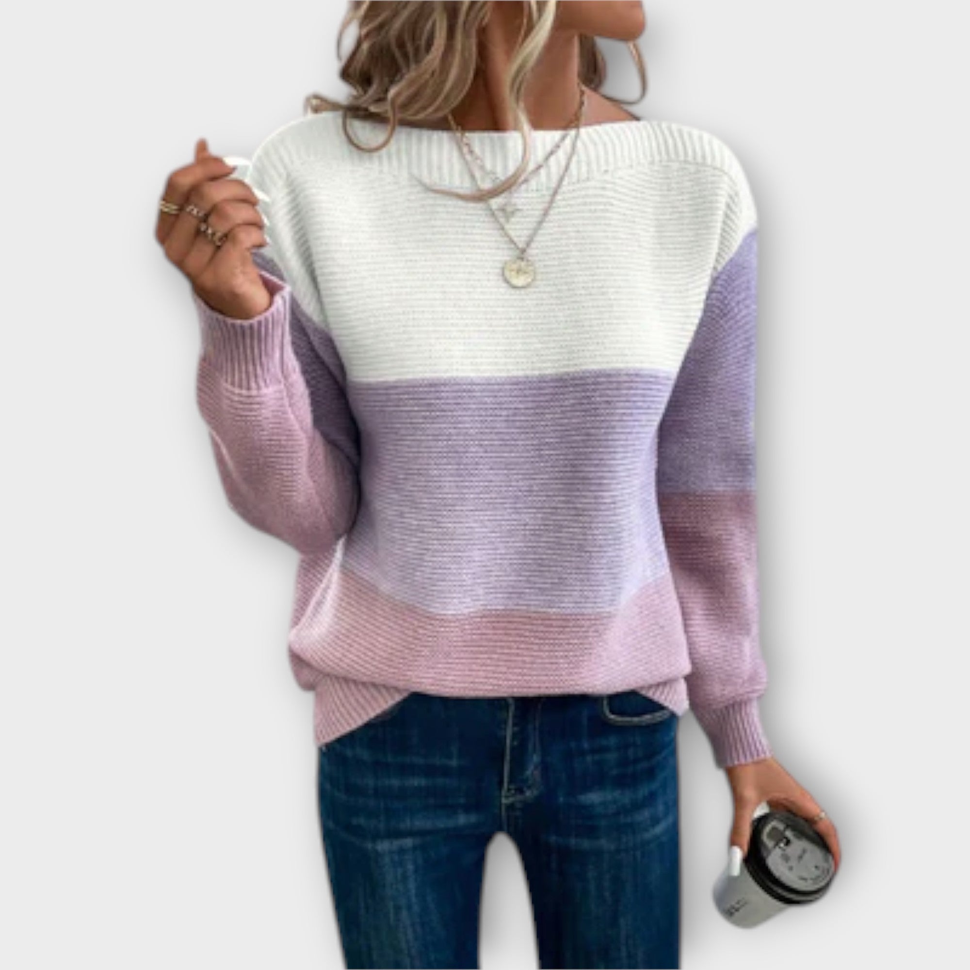 Clara - Elegancki sweter patchwork w trzech kolorach