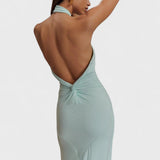 Klara – Sukienka curvy z jedwabiu z dekoltem halter