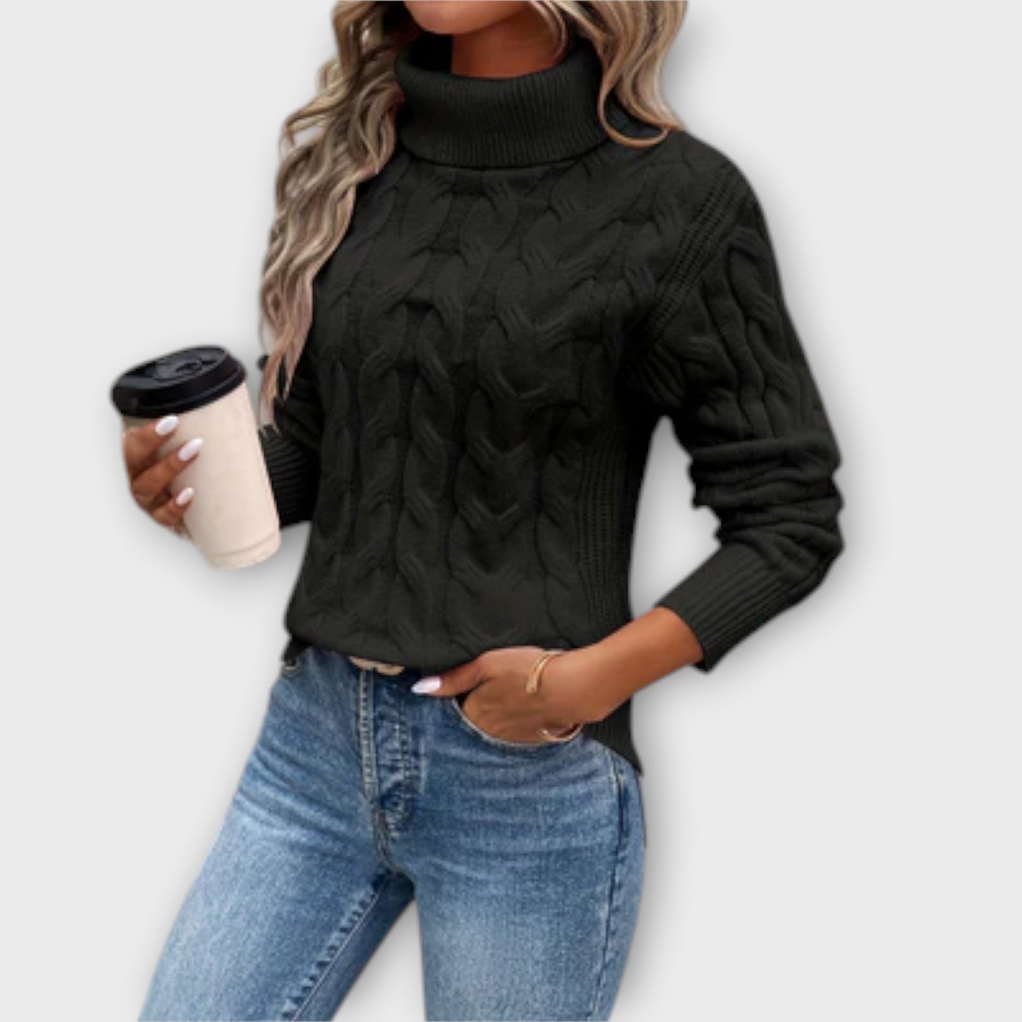 Amelia – Elegancki Sweter z Wysokim Kołnierzem