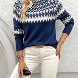 Ella | Elegancki Sweter w Geometryczny Wzór