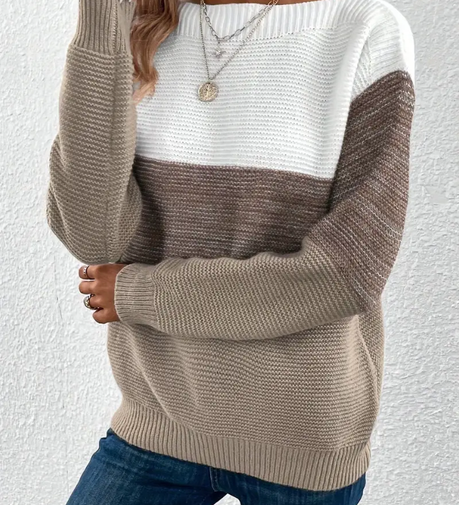 Calista - Elegancki Sweter z Długim Rękawem i Opadającymi Ramionami