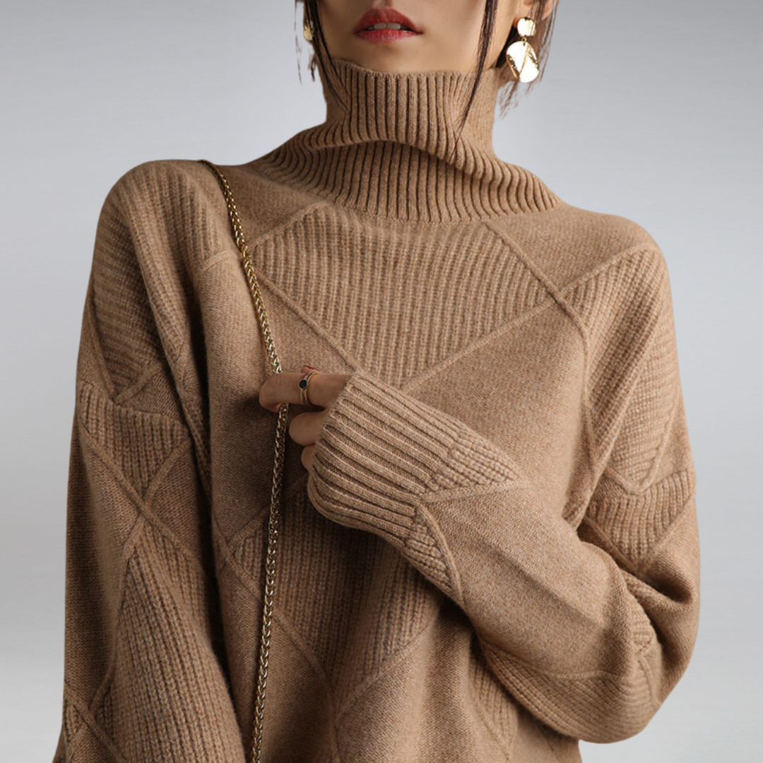 Darcy - Sweter z Wysokim Kołnierzem Oversize