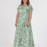 Noémie | Sukienka Maxi z Kwiatowego Chiffonu