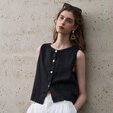 Asymetryczny leniany crop top
