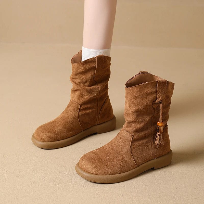 Hallie | Botki z Zamszu w Stylu Vintage