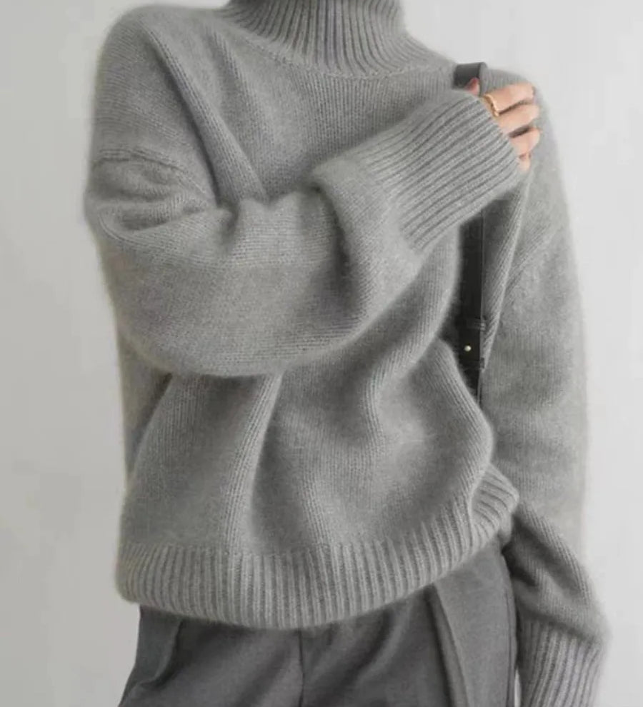 Zoey - Oversize Sweter z Wysokim Kołnierzem