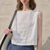 Asymetryczny leniany crop top