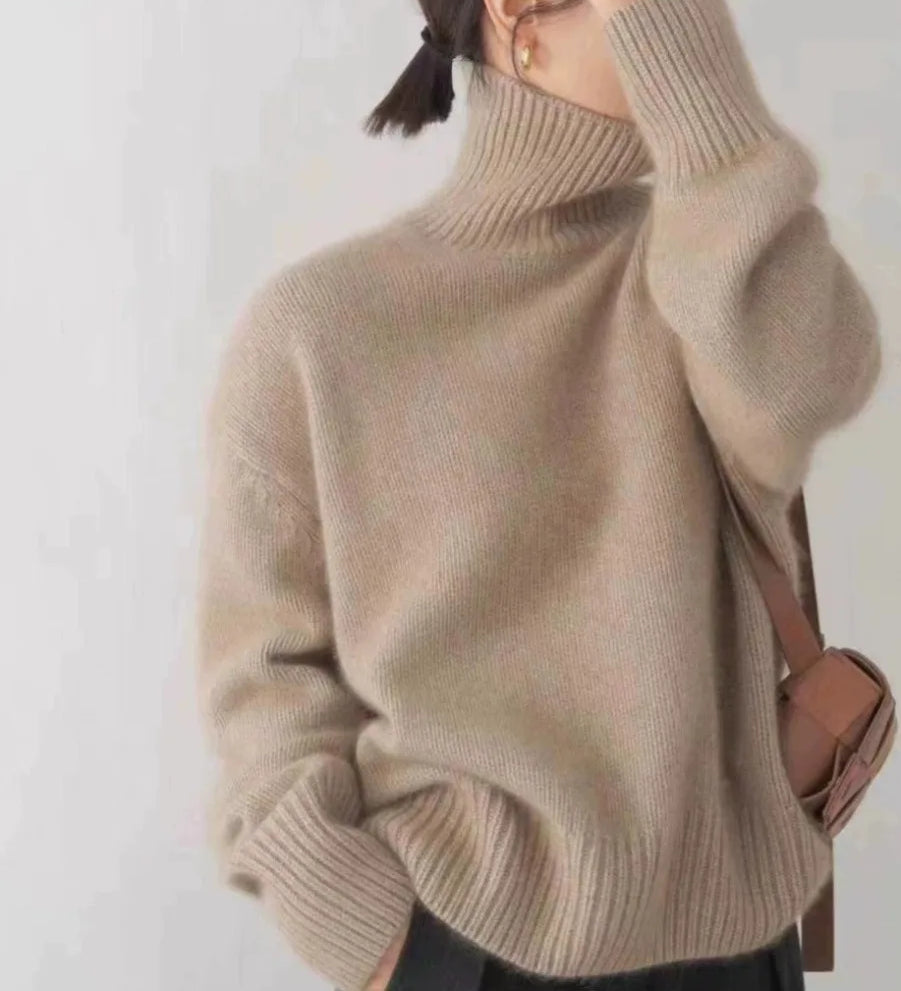 Zoey - Oversize Sweter z Wysokim Kołnierzem