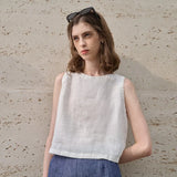 Asymetryczny leniany crop top