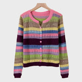 Sweter z Włóczki w Paski Inspirowany Stylem Retro