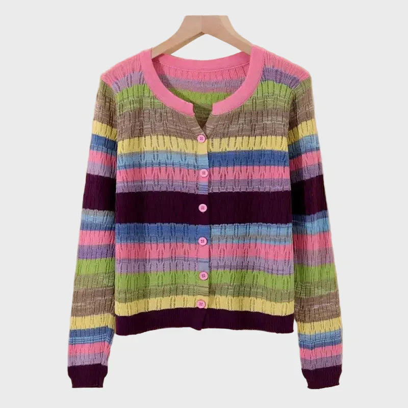 Sweter z Włóczki w Paski Inspirowany Stylem Retro
