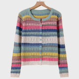 Sweter z Włóczki w Paski Inspirowany Stylem Retro