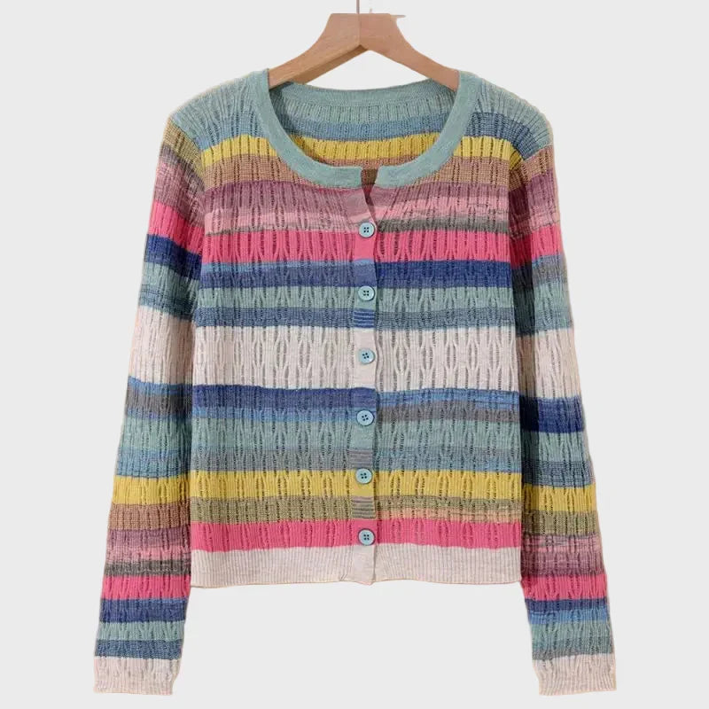 Sweter z Włóczki w Paski Inspirowany Stylem Retro