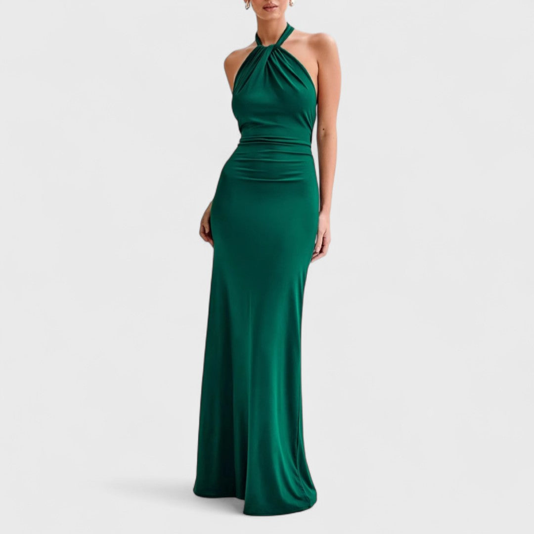 Klara – Sukienka curvy z jedwabiu z dekoltem halter