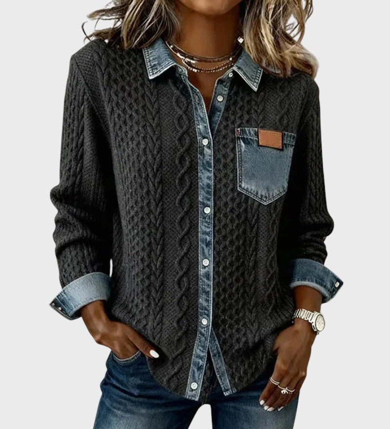 Mia | Sweter pleciony z denimu