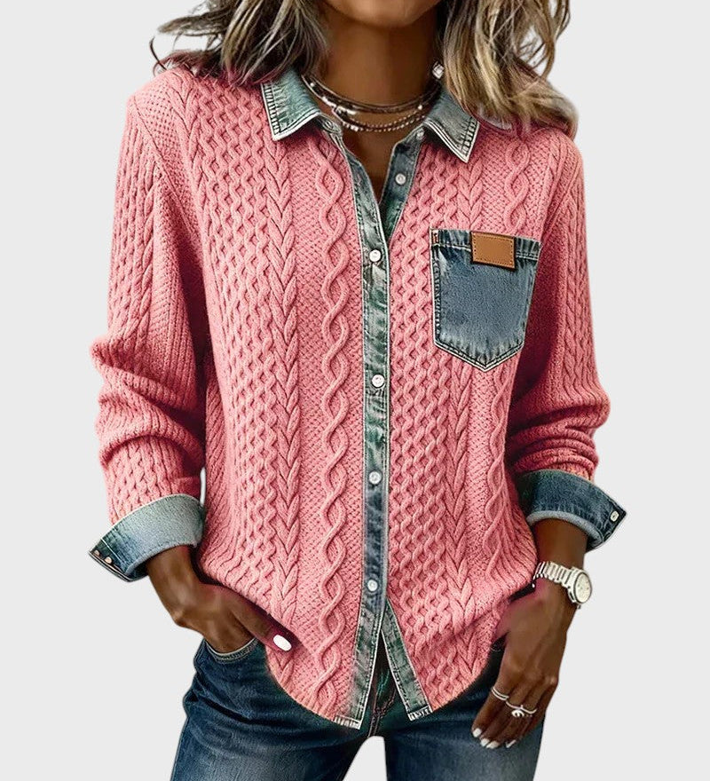 Mia | Sweter pleciony z denimu