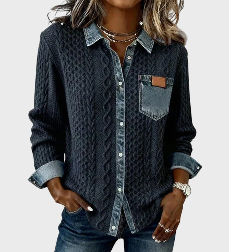 Mia | Sweter pleciony z denimu