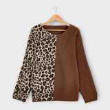 Marina - Sweter Casual z Wzorem Lamparta