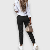 Lina – Spodnie jogger slim fit w stylu biznesowym