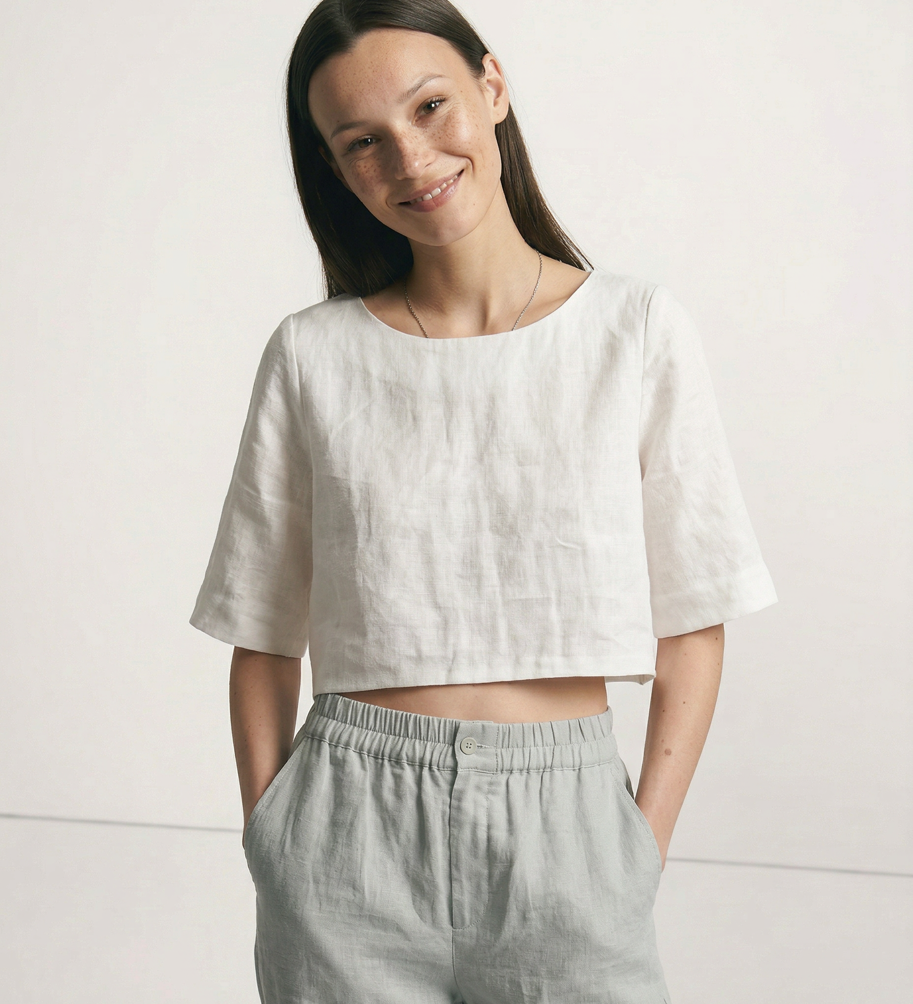 Boxy len crop top