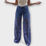 Jeansy Trendy w Koronkowym Patchworku