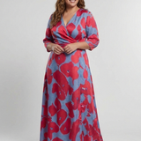 Marie | Sukienka maxi w kwiaty z rękawami trzy-czwartowymi