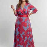 Marie | Sukienka maxi w kwiaty z rękawami trzy-czwartowymi