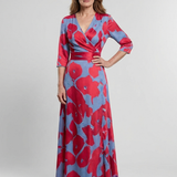 Marie | Sukienka maxi w kwiaty z rękawami trzy-czwartowymi